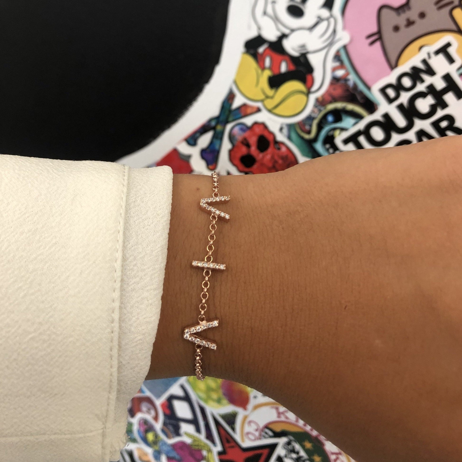 VIV Customized CZ Floating Initial Bracelet - Retail Therapy Jewelry