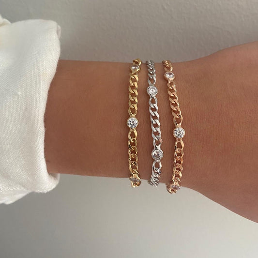 Cubic Link CZ Bezel Bracelet - Retail Therapy Jewelry