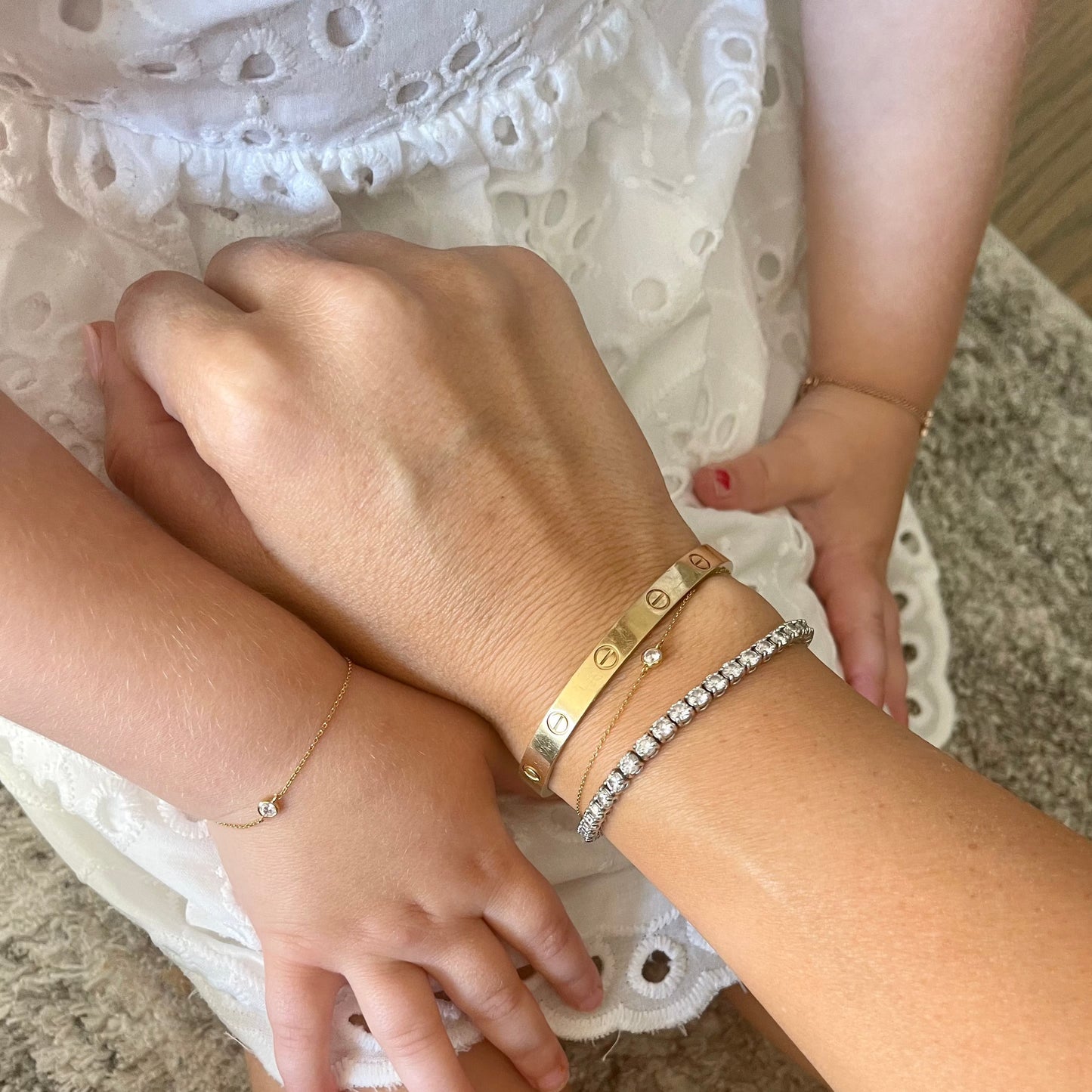 14K Mommy & Me Diamond Bezel Bracelet