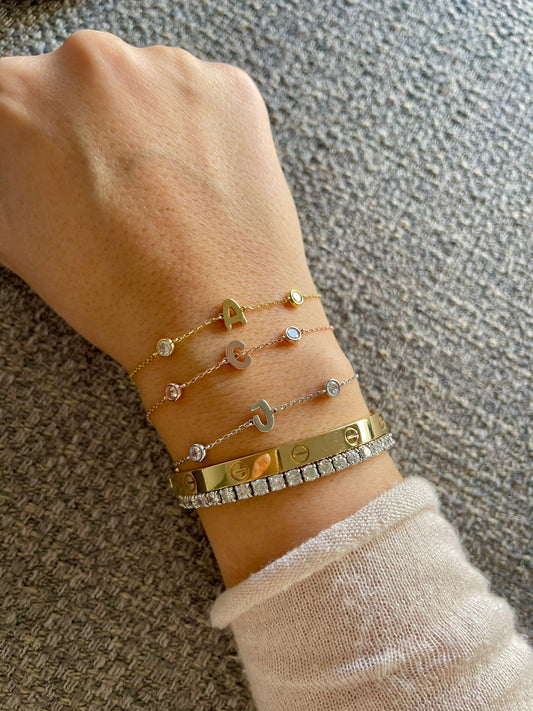 Bubble Initial Bezel Bracelet
