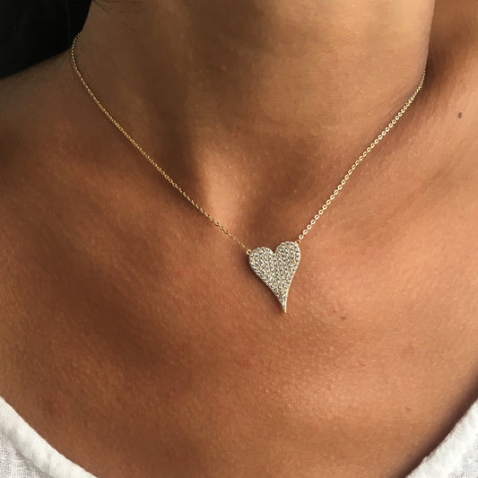 Big CZ Heart Necklace - Retail Therapy Jewelry
