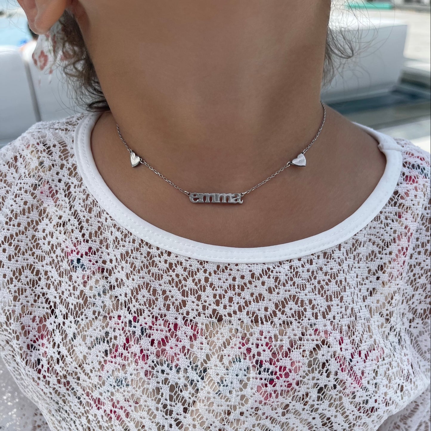 Michelle Double Heart Name Necklace