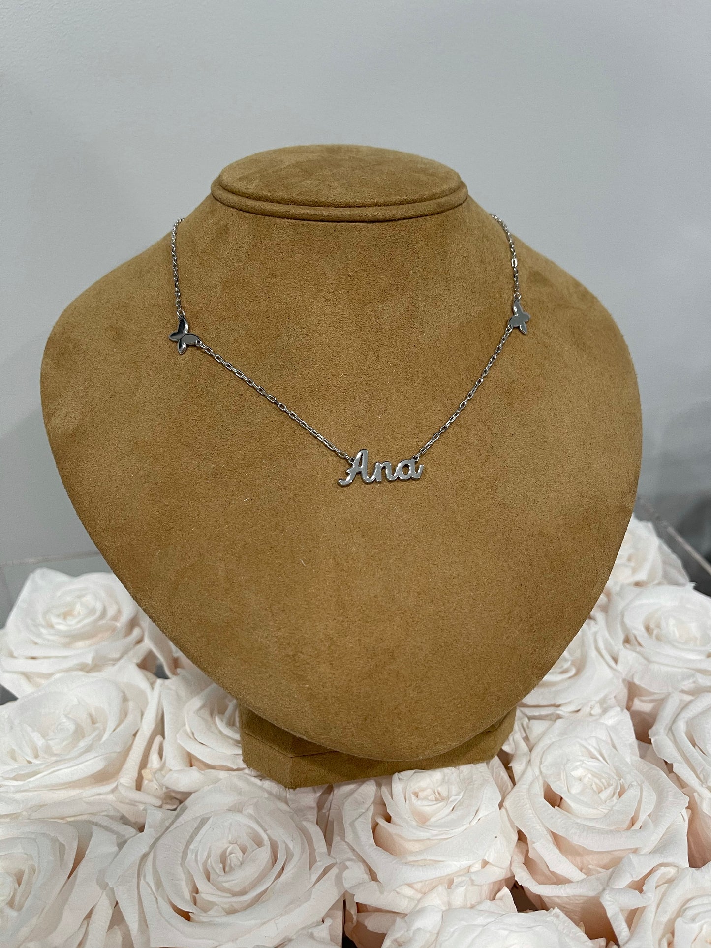 Valentina Floating Butterfly and Name Necklace