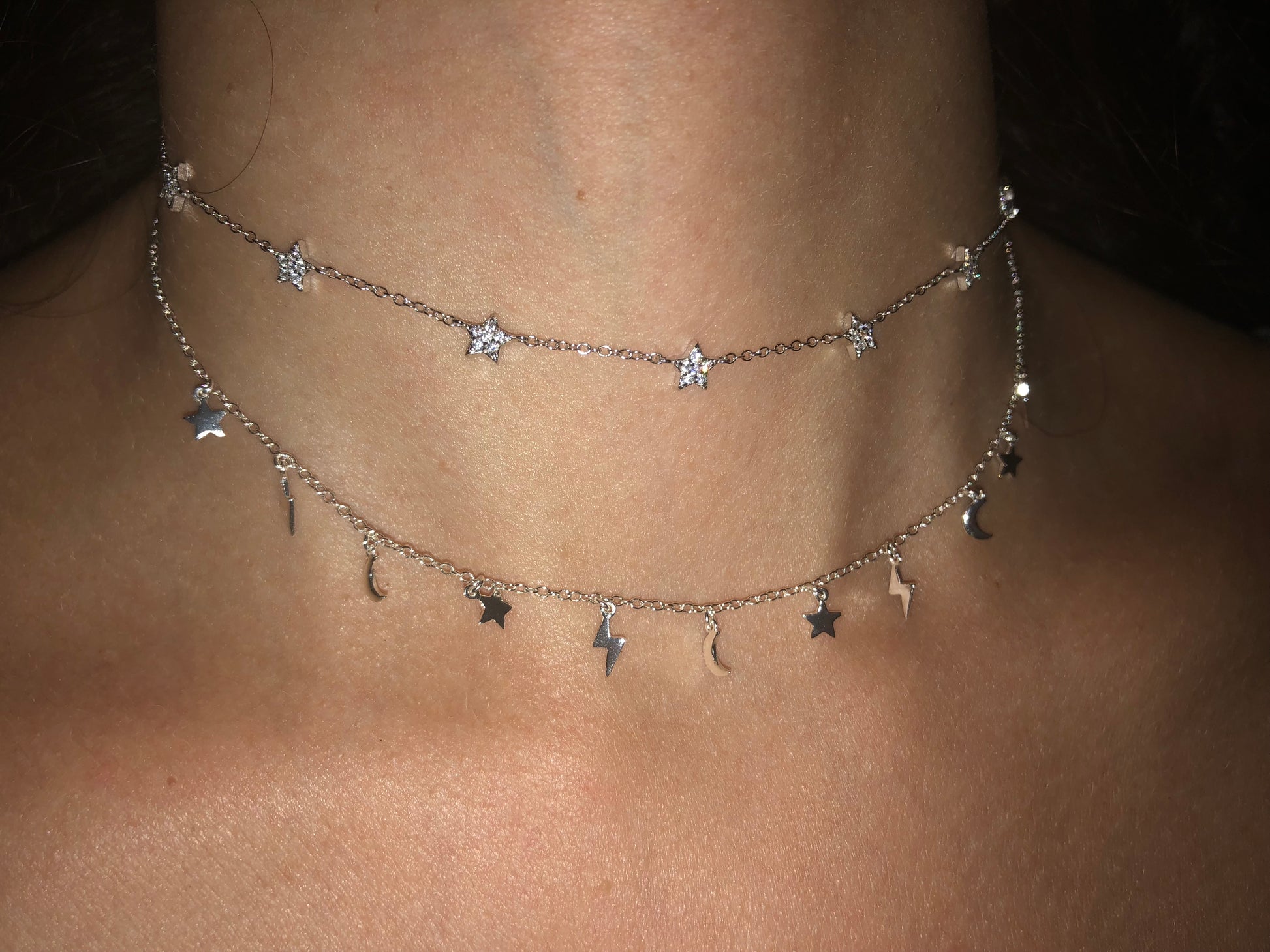 Star Moon Bolt Dangling Choker - Retail Therapy Jewelry