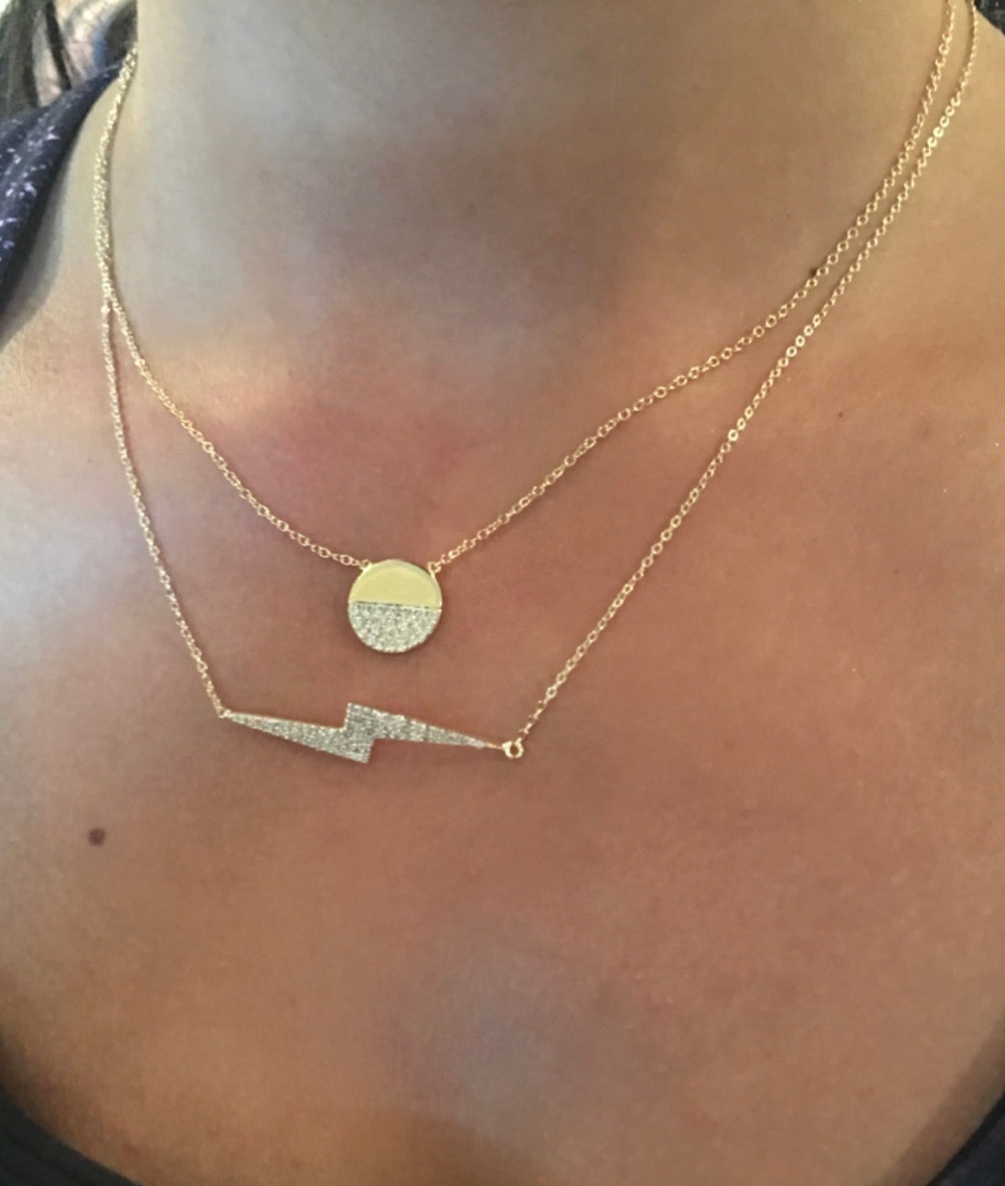Jaclyn Half Circle CZ Disc Plate Necklace - Retail Therapy Jewelry