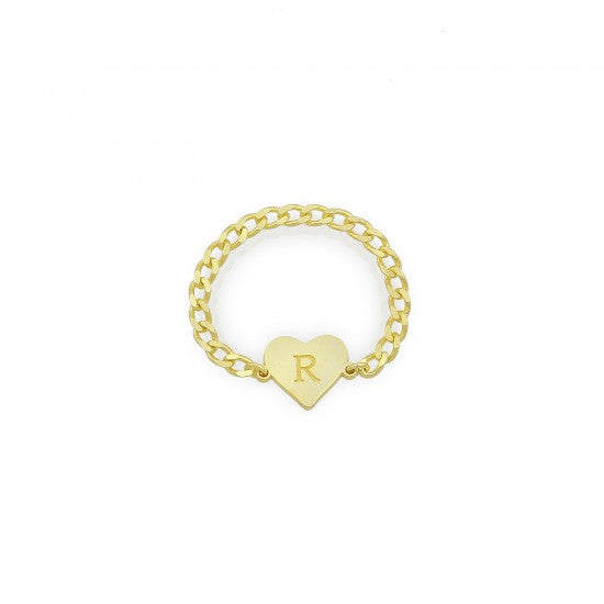 Julie Letter in Heart Chain Ring