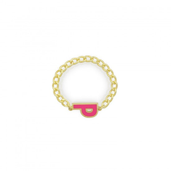 Sophia Enamel Initial Cuban Ring