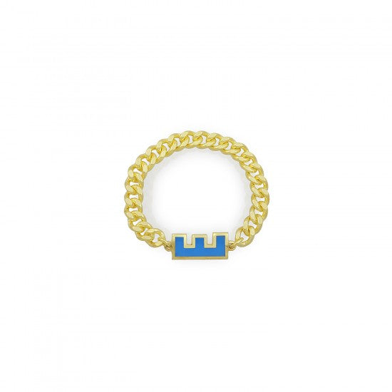 Sophia Enamel Initial Cuban Ring