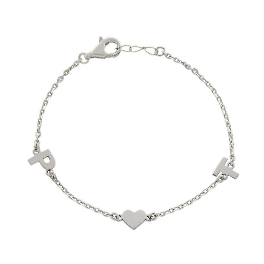 Emma Floating Initial Heart Bracelet (Two Letters) - Retail Therapy Jewelry
