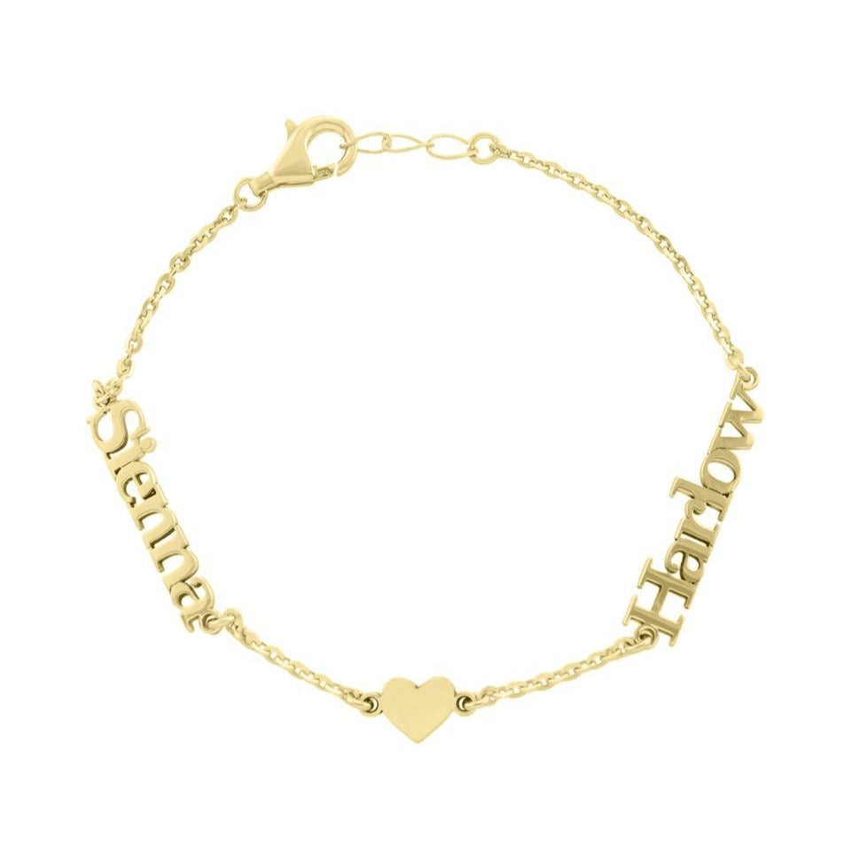 Harlow Heart Two Name Bracelet - Retail Therapy Jewelry
