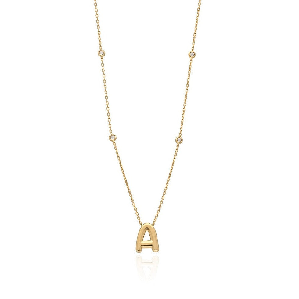 Sandra Bubble Initial Necklace with CZ