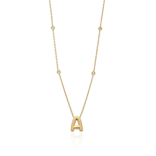 Sandra Bubble Initial Necklace with CZ