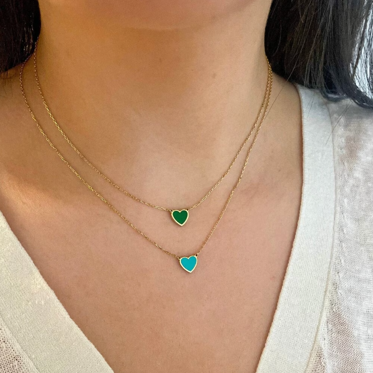 Adina Mini Enamel Heart Necklace