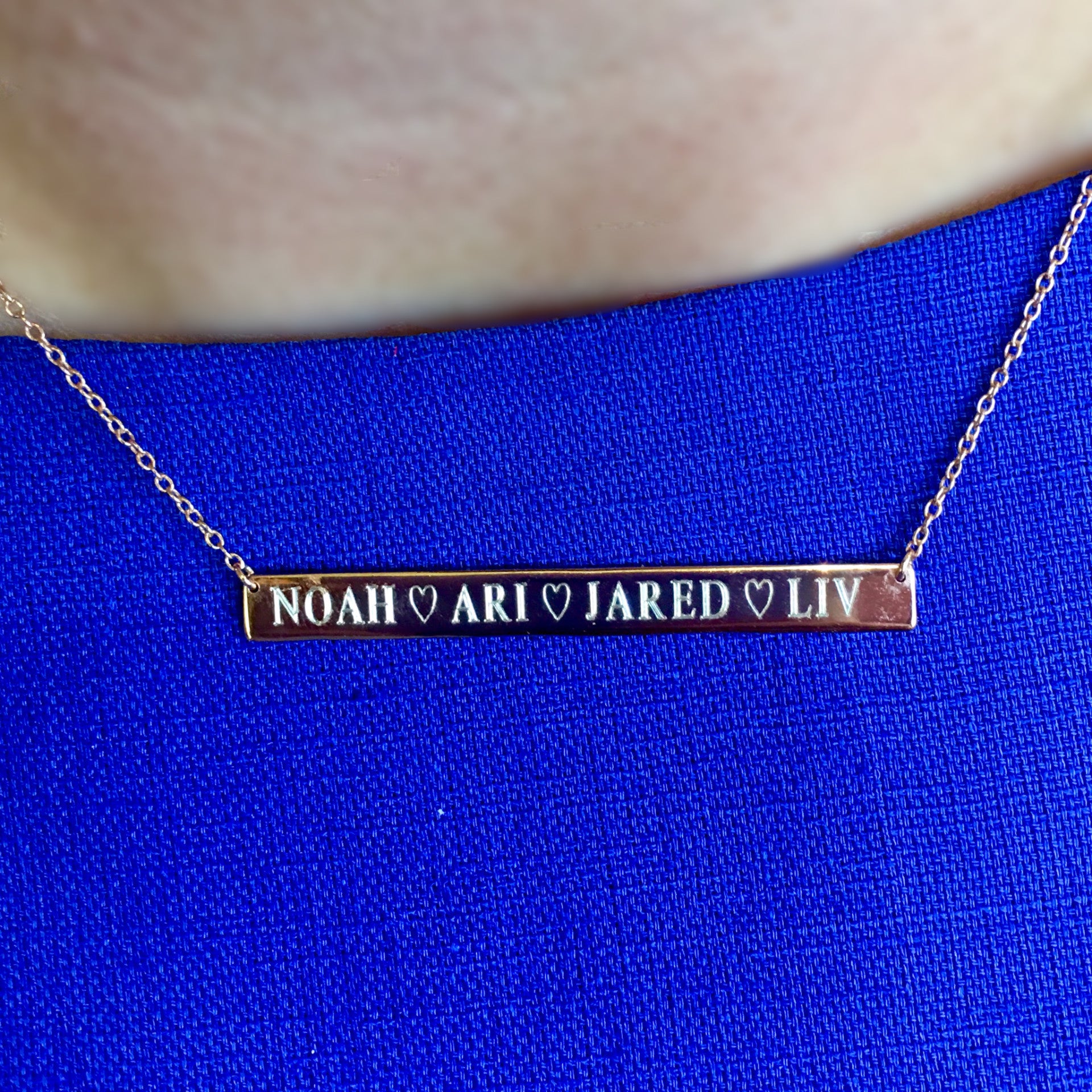 Large Bar Engraved Nameplate Necklace - Retail Therapy Jewelry