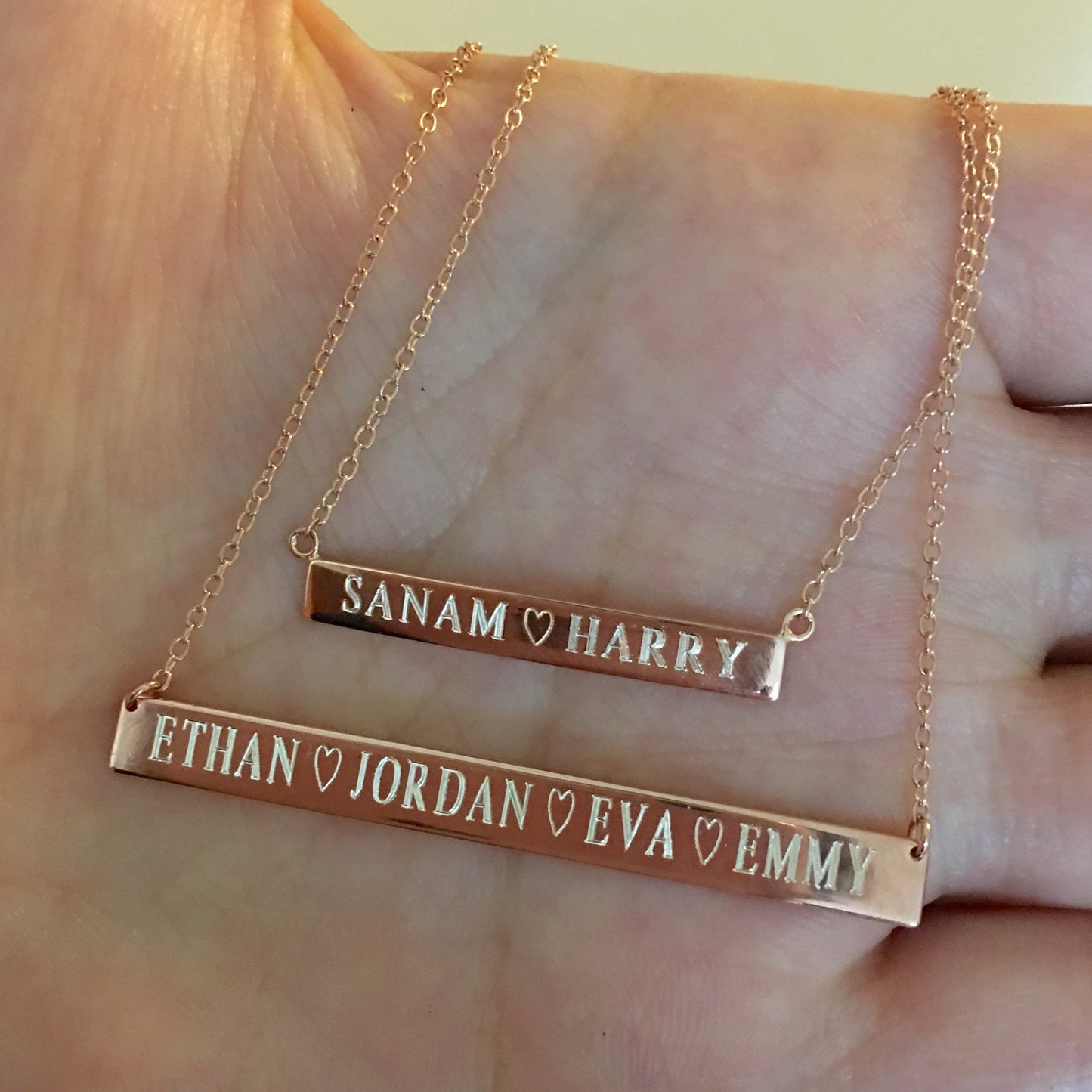 Large Bar Engraved Nameplate Necklace - Retail Therapy Jewelry