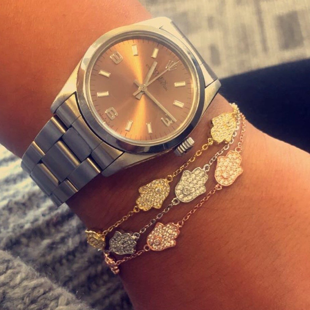 Triple CZ Hamsa Bracelet