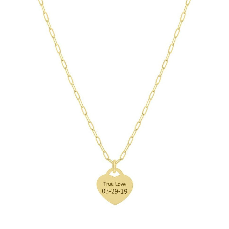 Engraved Heart Charm Necklace - Retail Therapy Jewelry