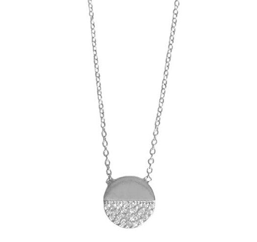 Jaclyn Half Circle CZ Disc Plate Necklace