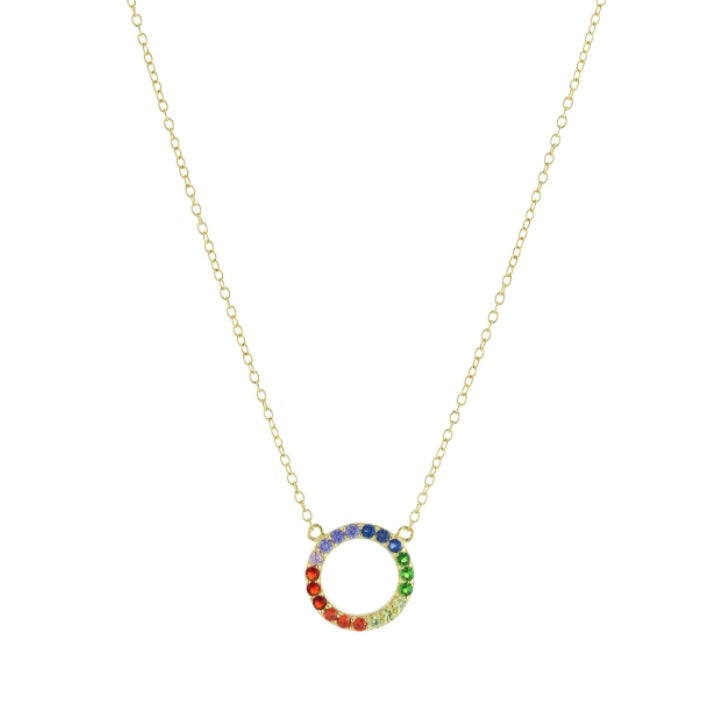 Gold Open Rainbow Circle Necklace