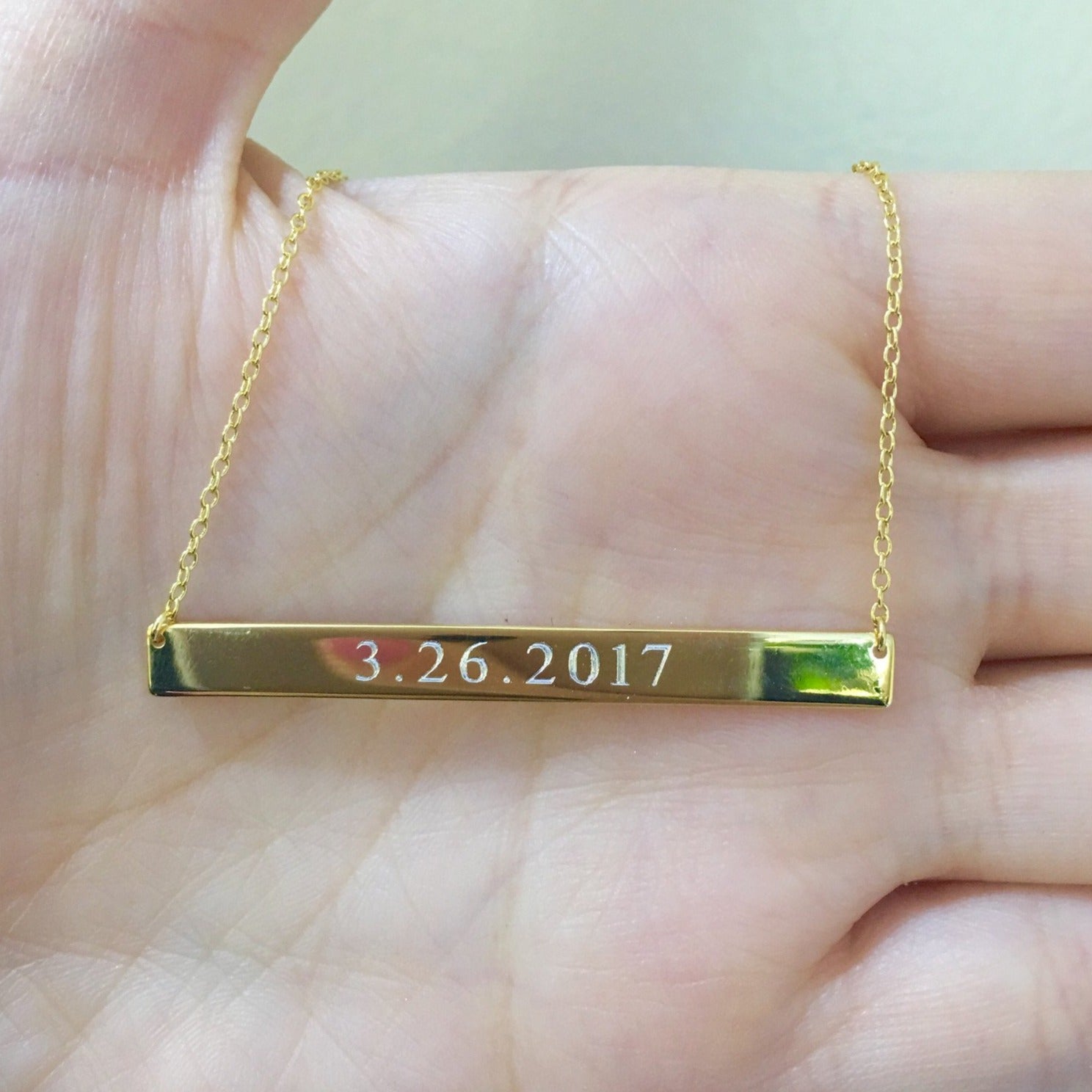 Large Bar Engraved Nameplate Necklace - Retail Therapy Jewelry