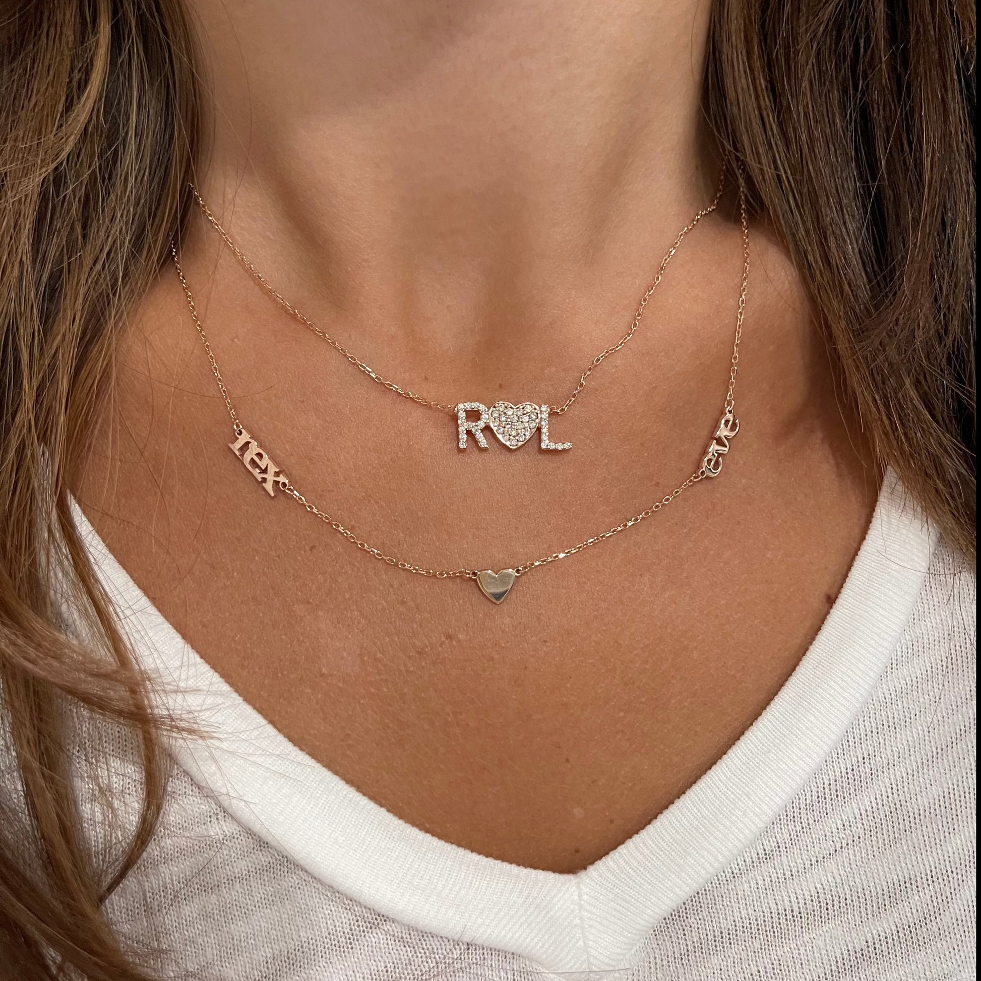 Ella CZ Initial Heart Necklace - Retail Therapy Jewelry