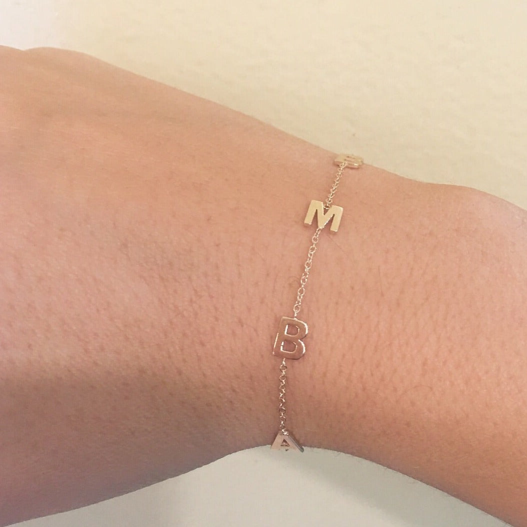 14K Riley Initial Bracelet - Retail Therapy Jewelry