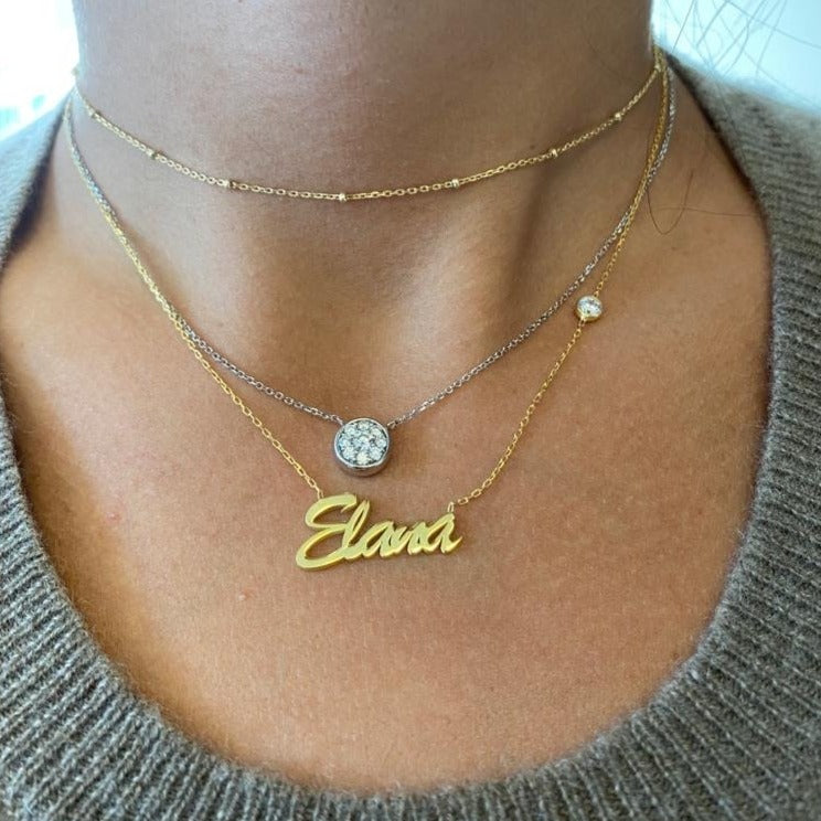 Elana Name Necklace With Bezel