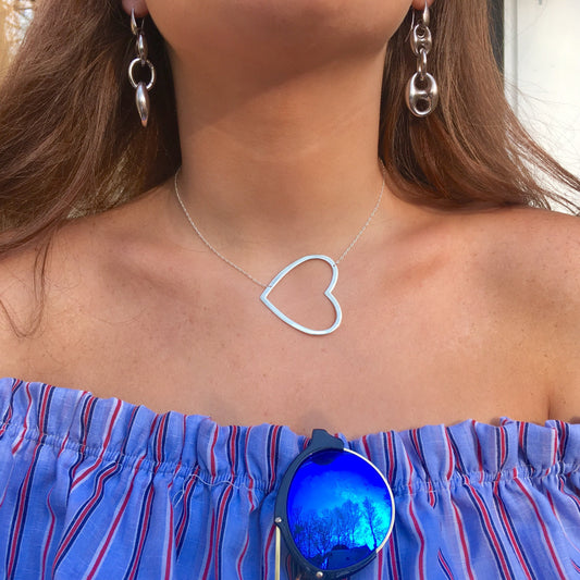 Large Sideways Heart Necklace