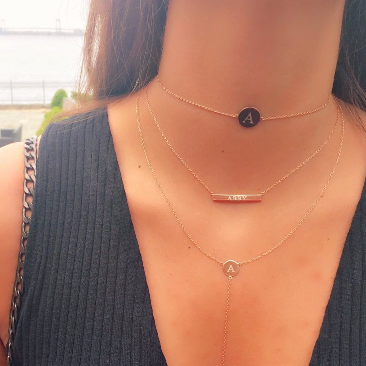 Engraved Initial Disc Chain Choker - Retail Therapy Jewelry