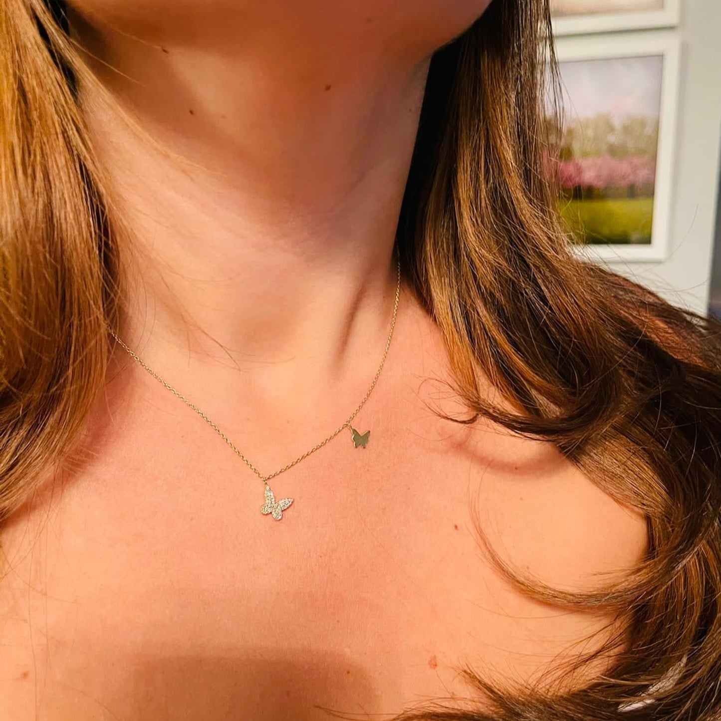 14K Lisa Hanging Butterfly Necklace