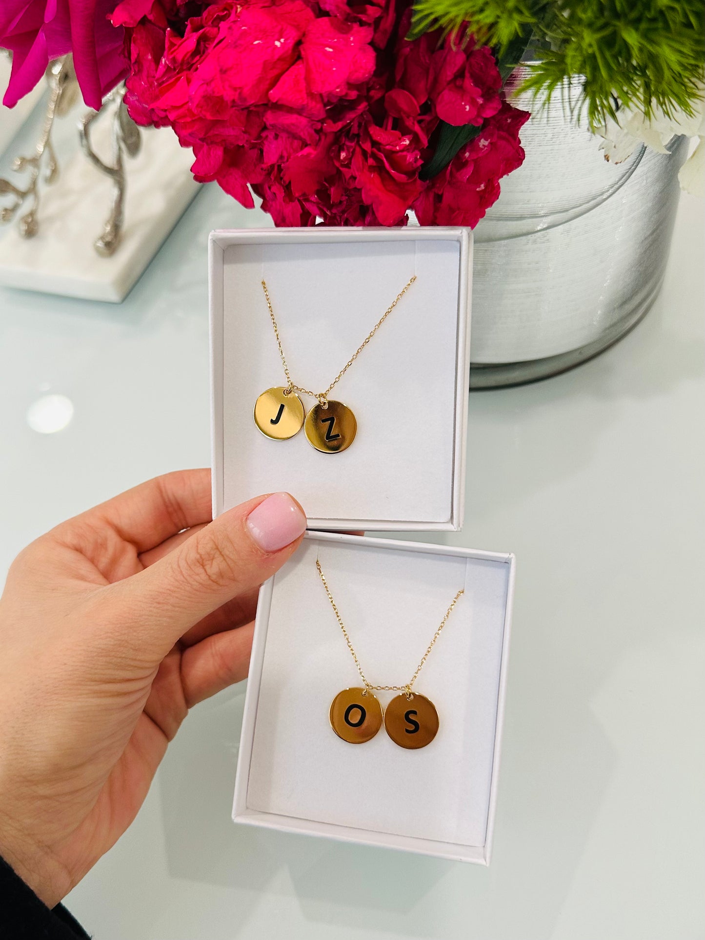 Isabella Initial Charm Disc Necklace