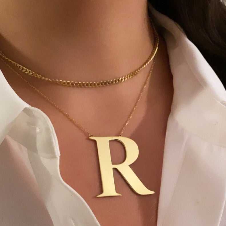 Oversized Initial Necklace - Retail Therapy Jewelry