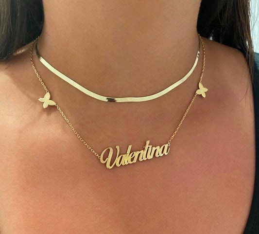Valentina Floating Butterfly and Name Necklace