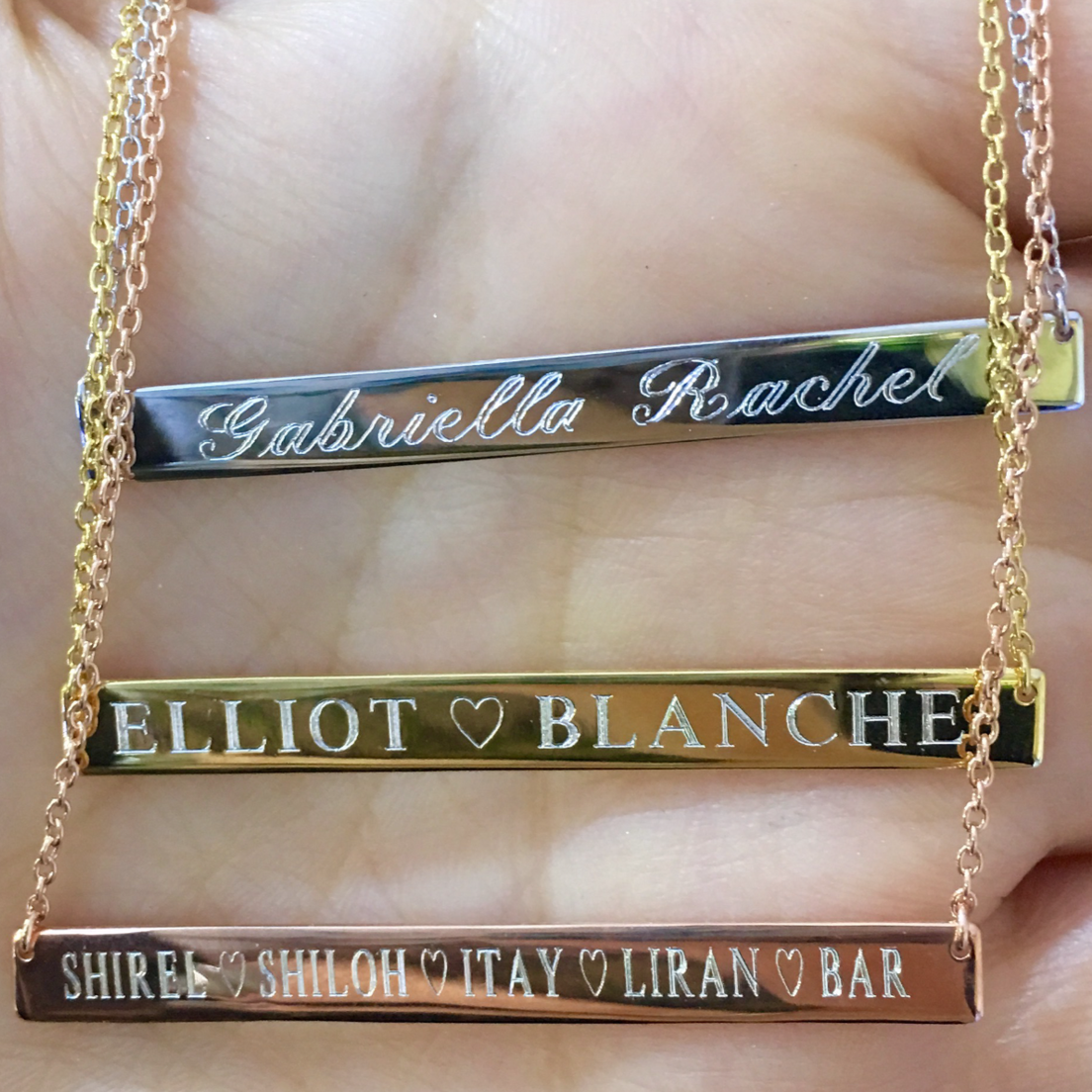 Large Bar Engraved Nameplate Necklace - Retail Therapy Jewelry