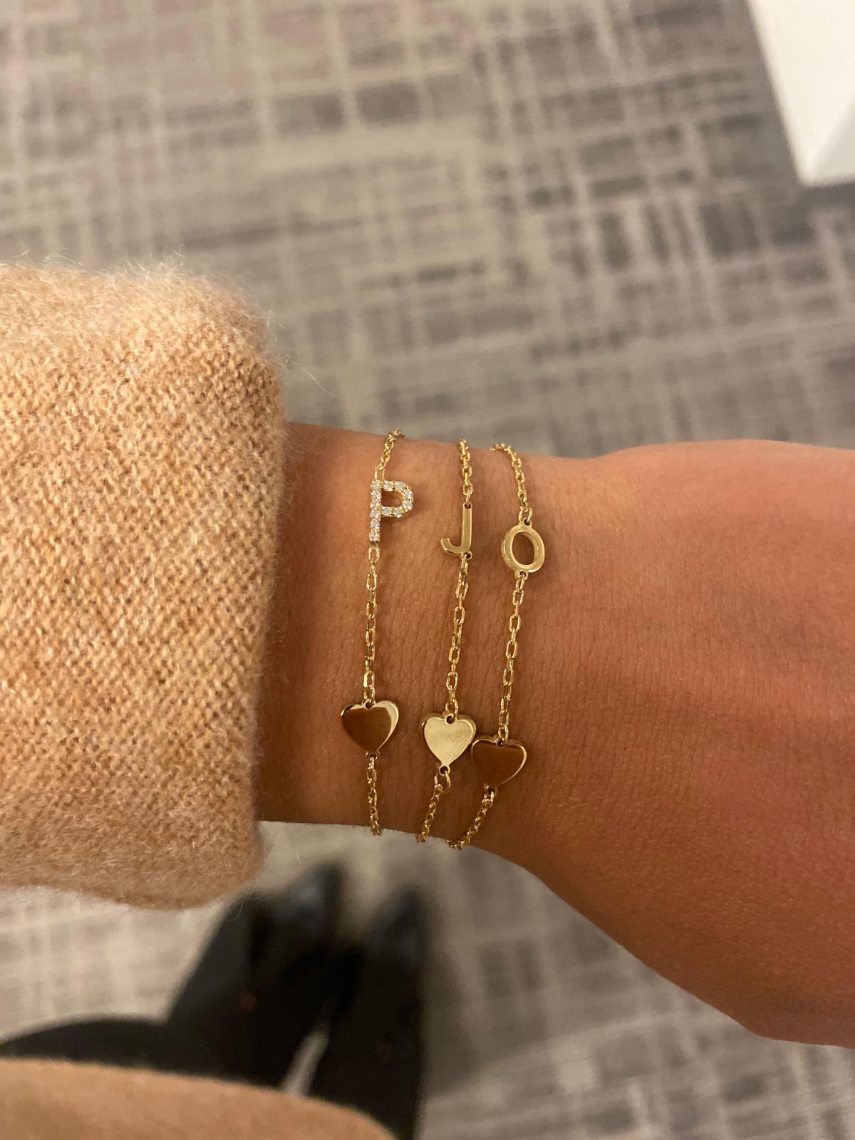 Catie Initial Heart Bracelet - Retail Therapy Jewelry