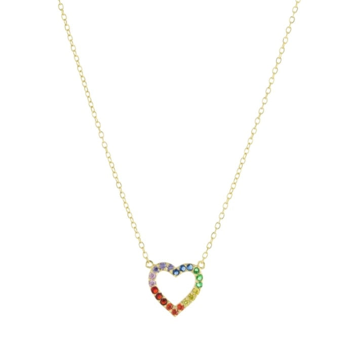 Rainbow Open Heart Necklace - Retail Therapy Jewelry