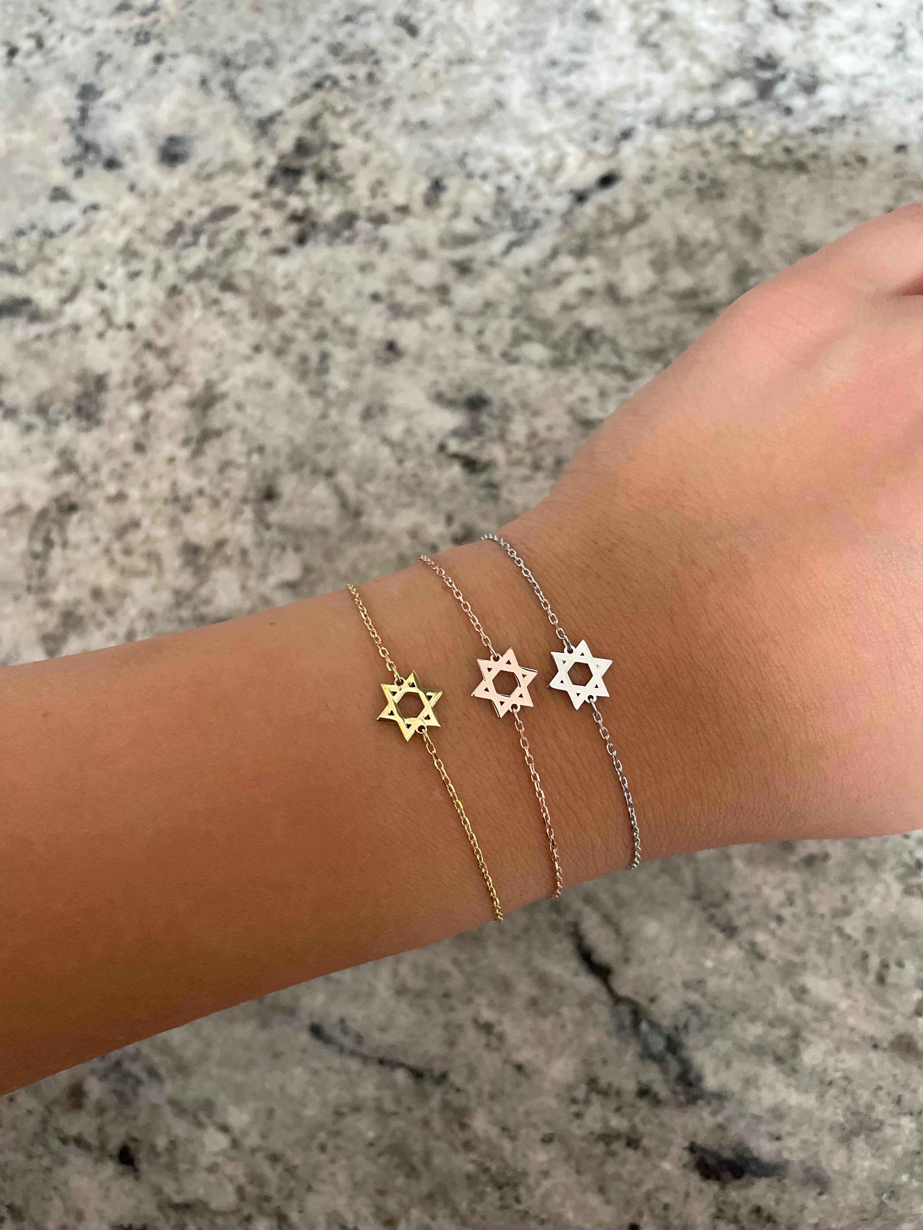 Mini Solid Star Of David Bracelet 14K | Adina Eden Jewels