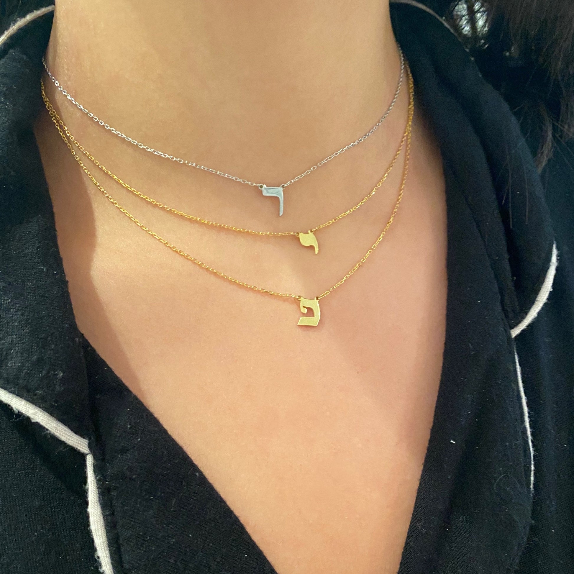 Hebrew Initial Necklace - Retail Therapy Jewelry