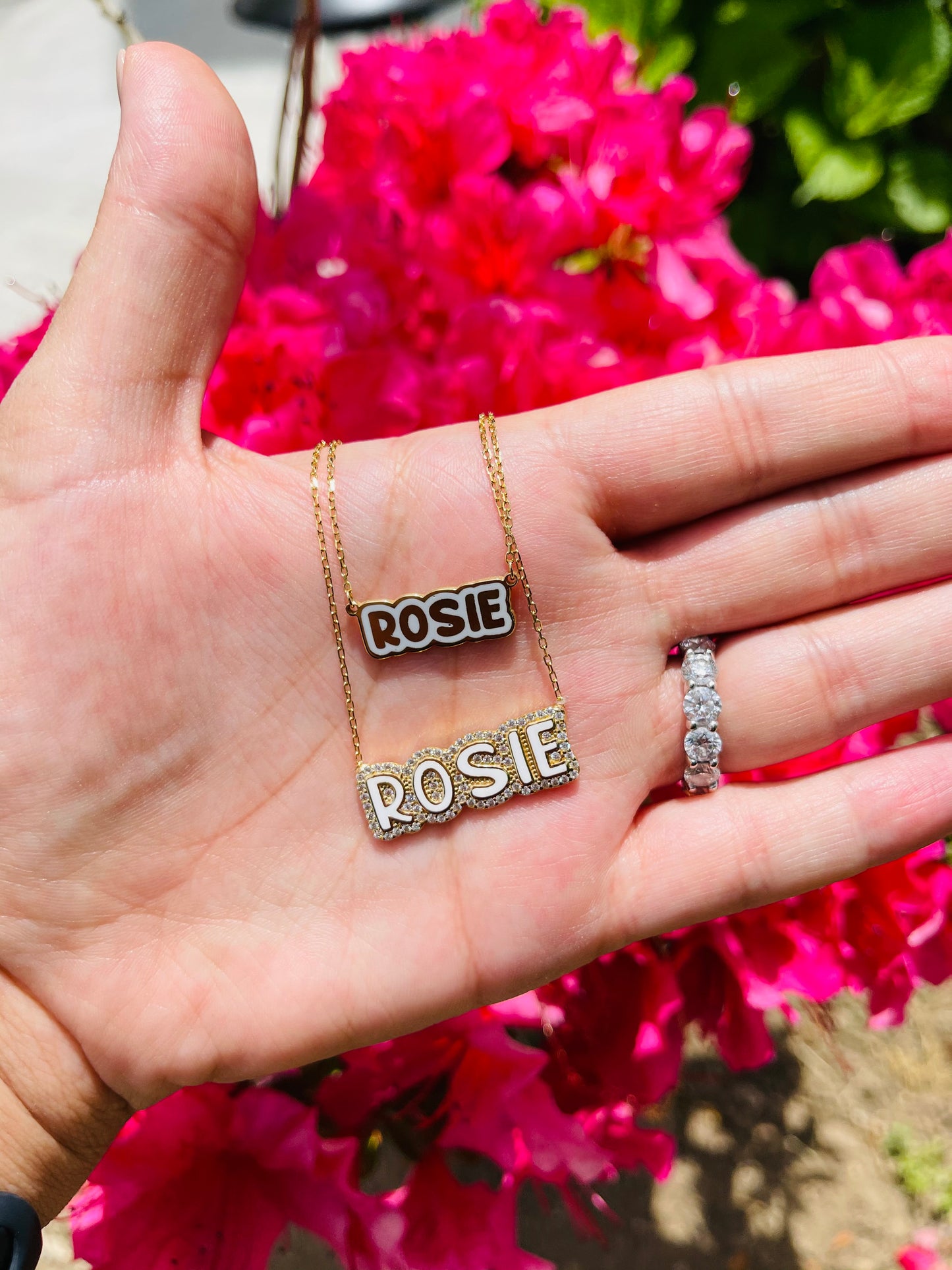 Rosie CZ Bubble Enamel Nameplate