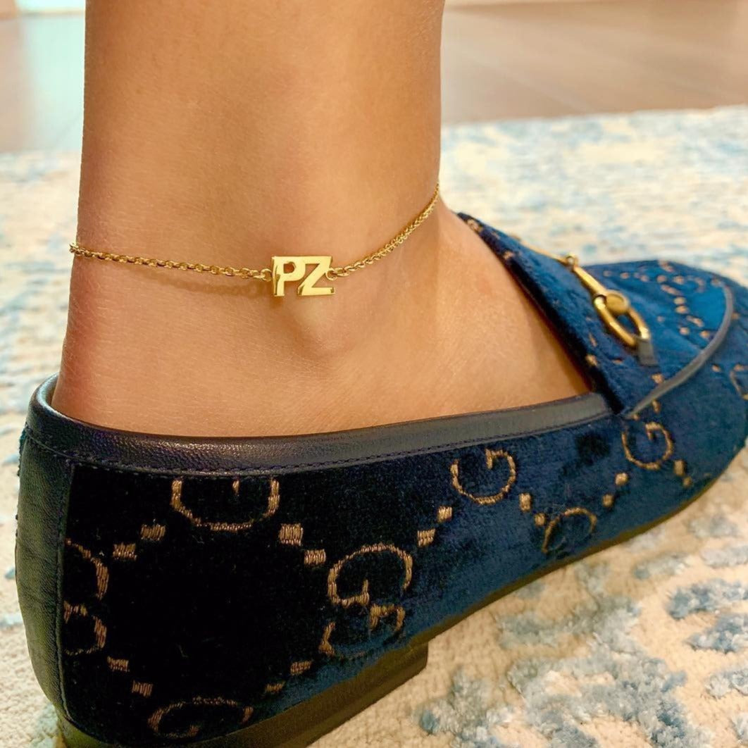 Customized Double Initial Anklet - Retail Therapy Jewelry