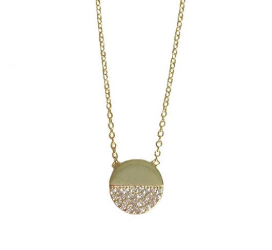 Jaclyn Half Circle CZ Disc Plate Necklace