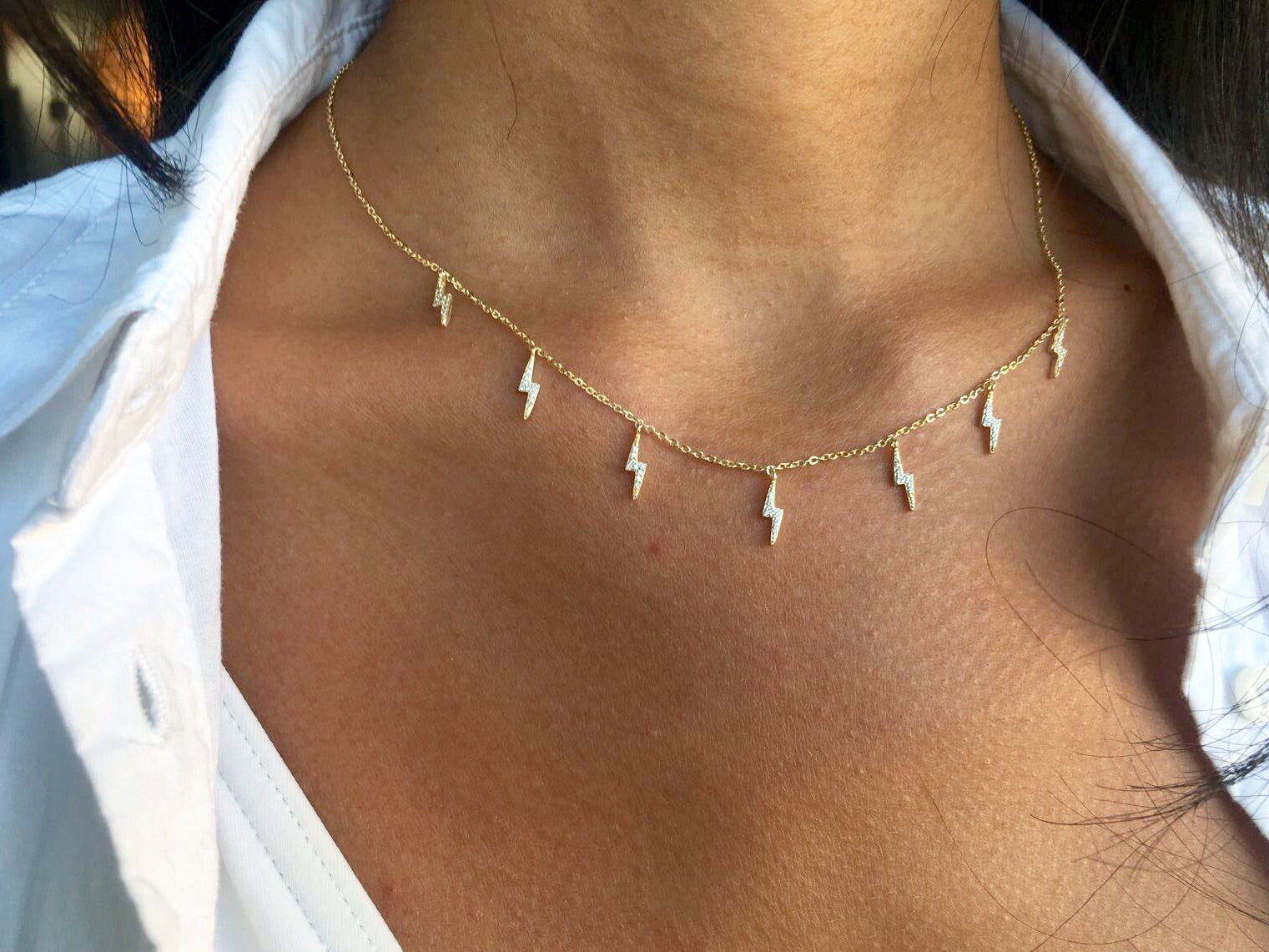 Hanging Lightening Bolt Necklace - Retail Therapy Jewelry
