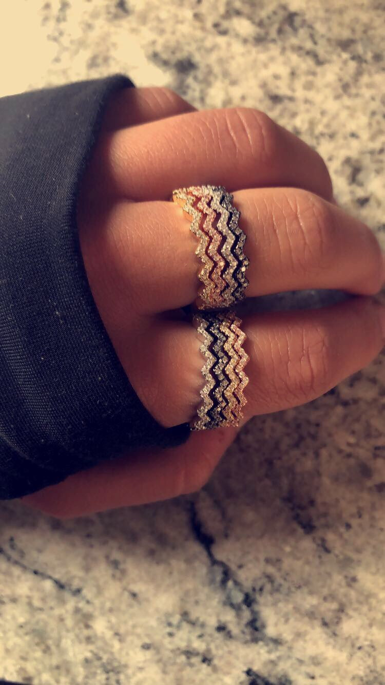 Zig Zag Rings Stackable Bands