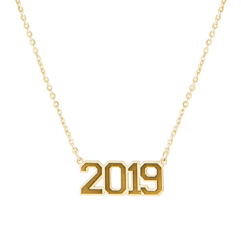 Varsity Engraved Year Necklace - Retail Therapy Jewelry